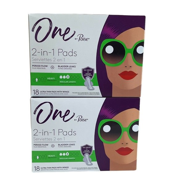 One by Poise 2-in-1 Pads #3 Heavy Incontinence Pads 18 ct Lot Of 2 - Picture 1 of 3